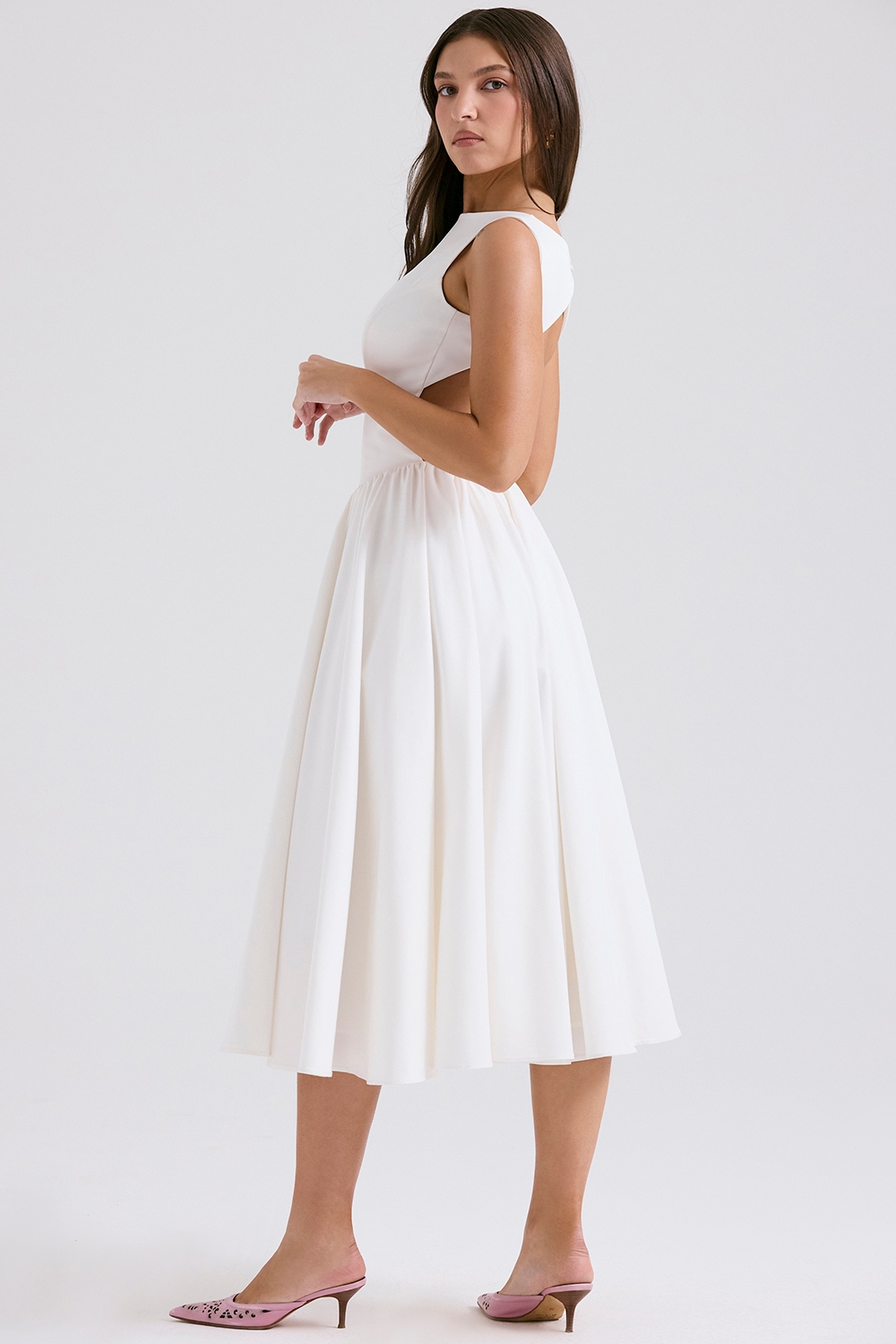 Cindy White Twill Midi Sundress — image 7