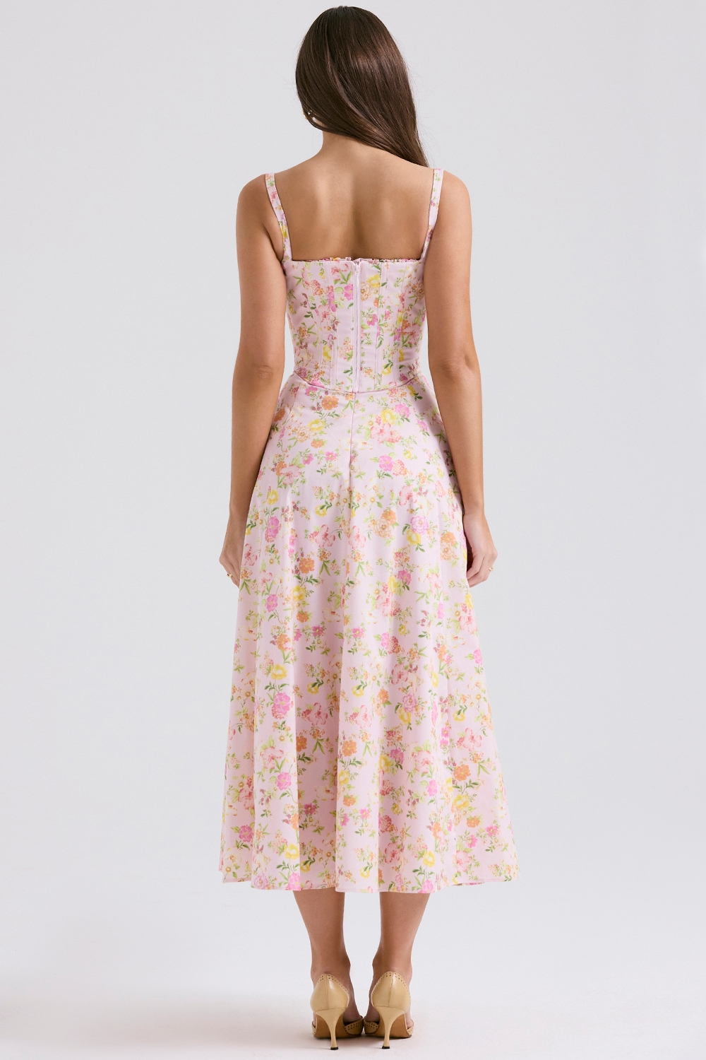 Clarabelle  Pink Meadow Print Cotton Midi Sundress — image 7