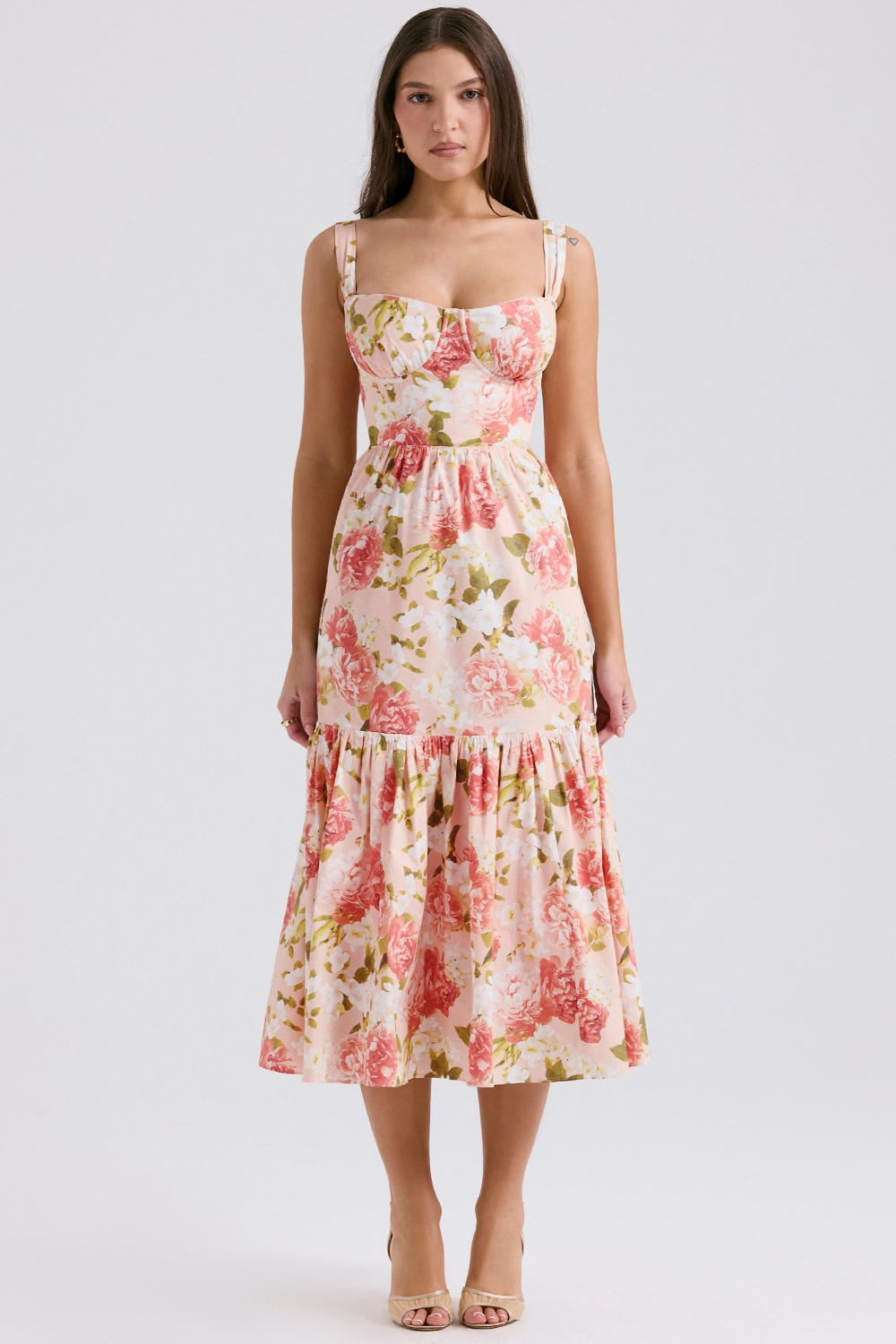 Elia  Pink Peony Print Cotton Midi Sundress — image 2