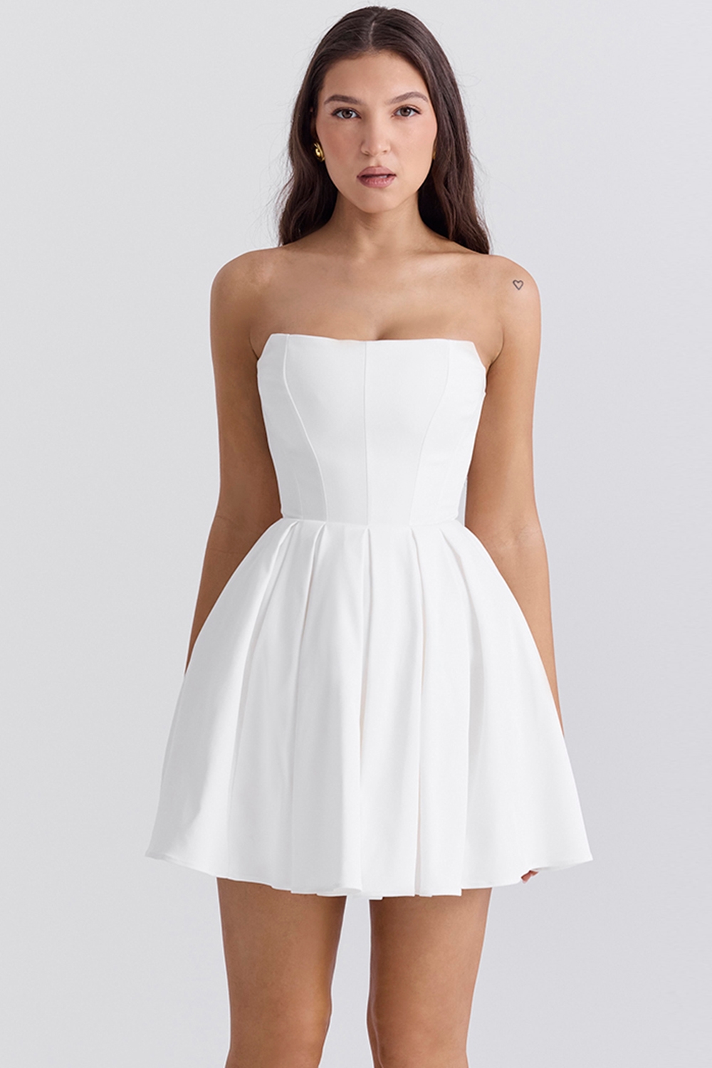Emmanuela  White Strapless Pleated Mini Dress — image 1