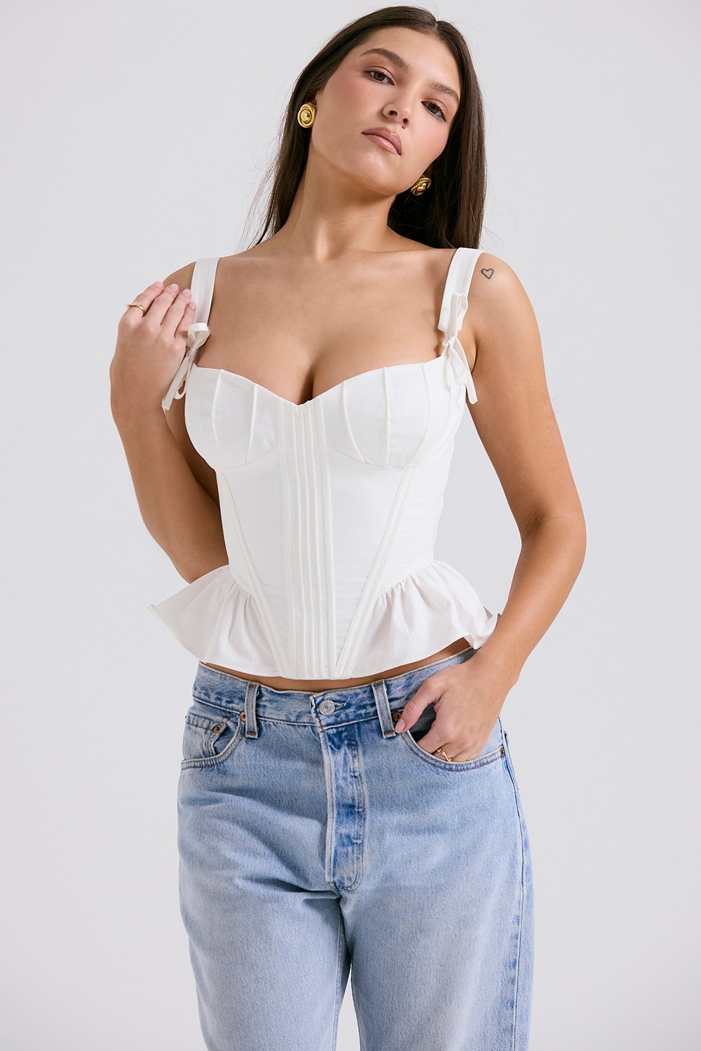 Gigou  White Peplum Cotton Corset — image 6