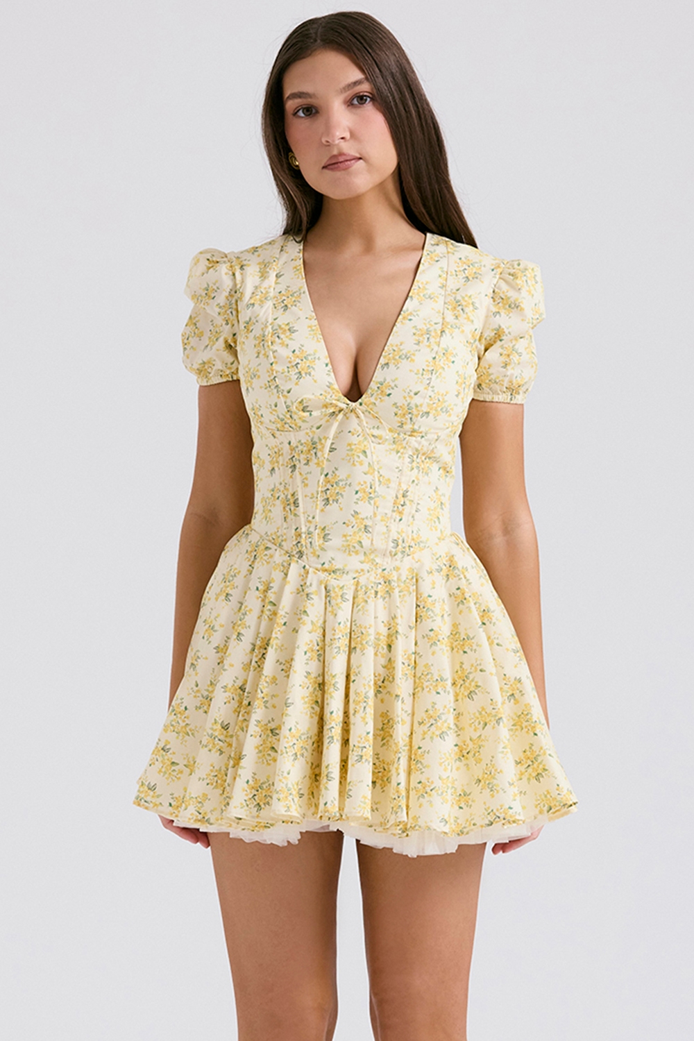 Imani  Buttercup Vintage Floral Print Pleated Cotton Mini Dress — image 7