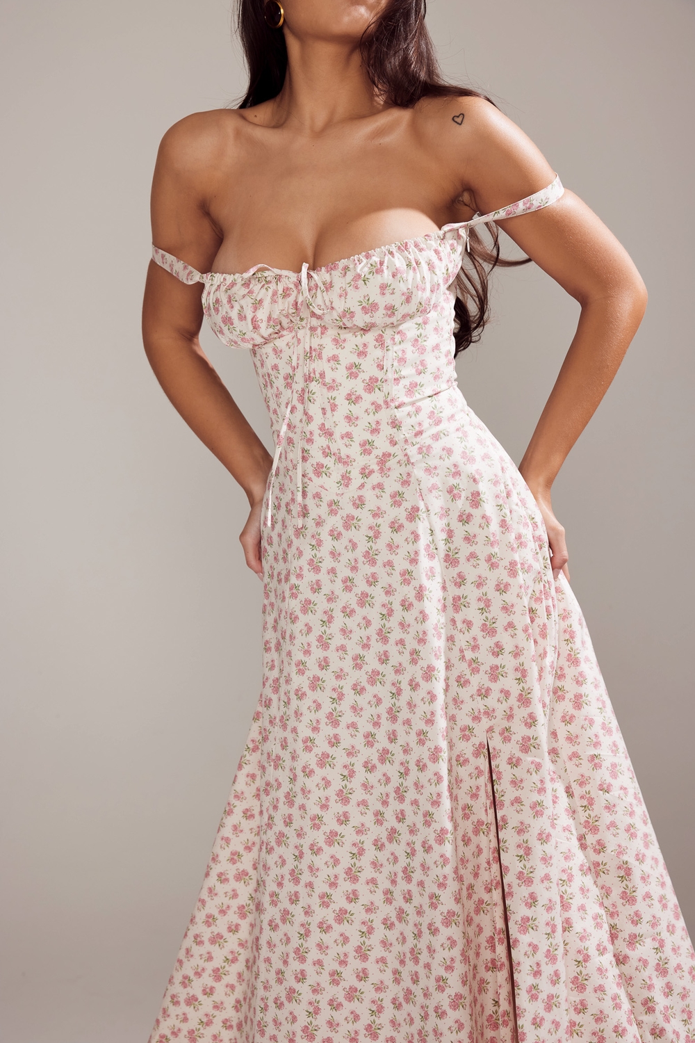 Carmen  White Rosebud Print Cotton Bustier Sundress — image 11
