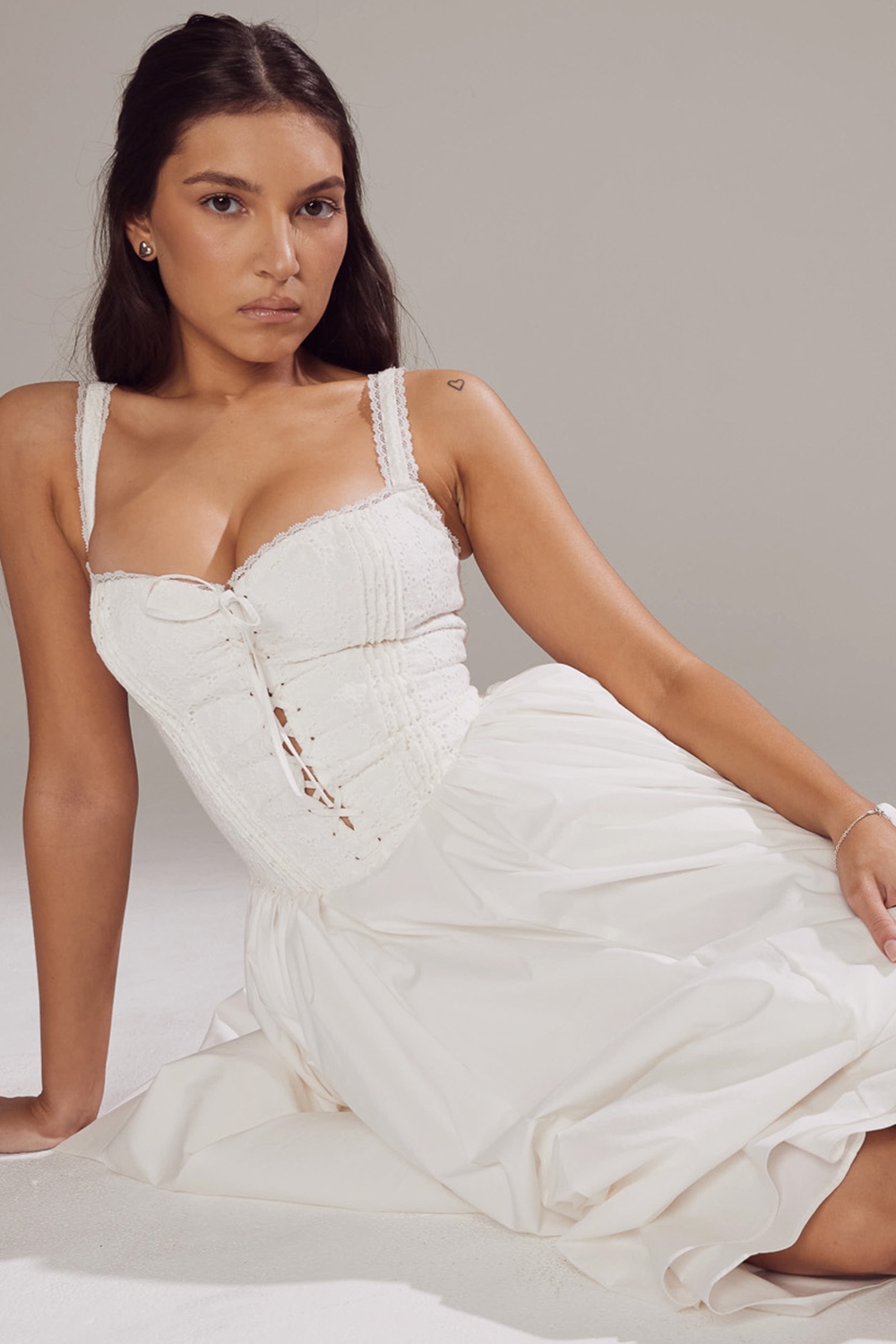 Milia  White Broderie Anglais & Cotton Midi Dress — image 10