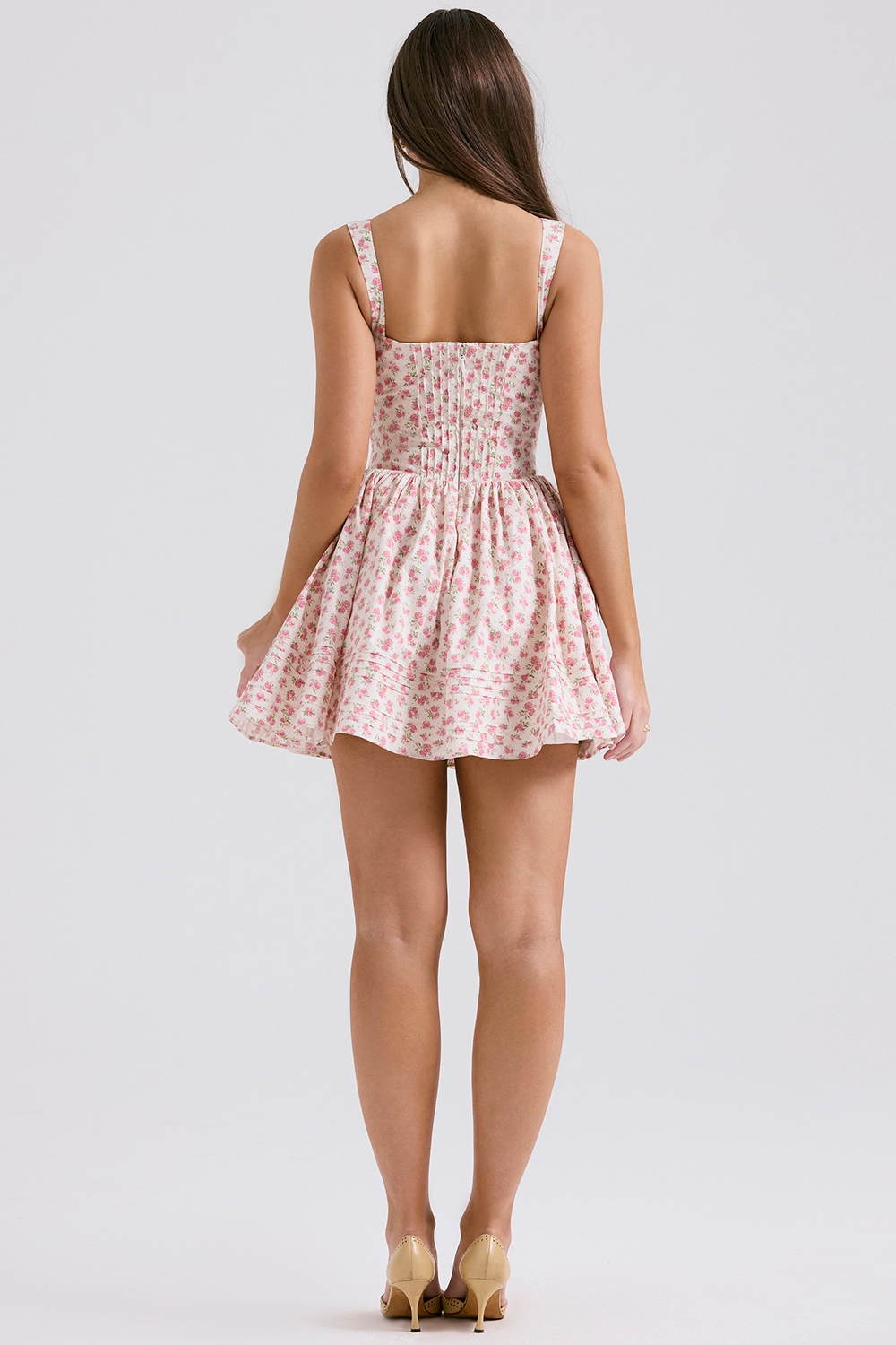 Natassia  White Rosebud Print Cotton Mini Dress — image 9