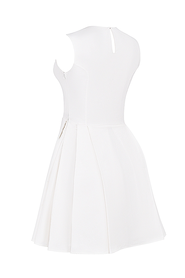 Claretta  White Pleated Cotton Mini Dress — image 13