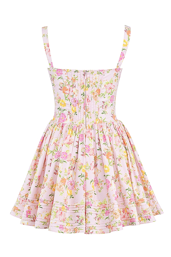 Natassia  Pink Meadow Print Cotton Mini Dress — image 17