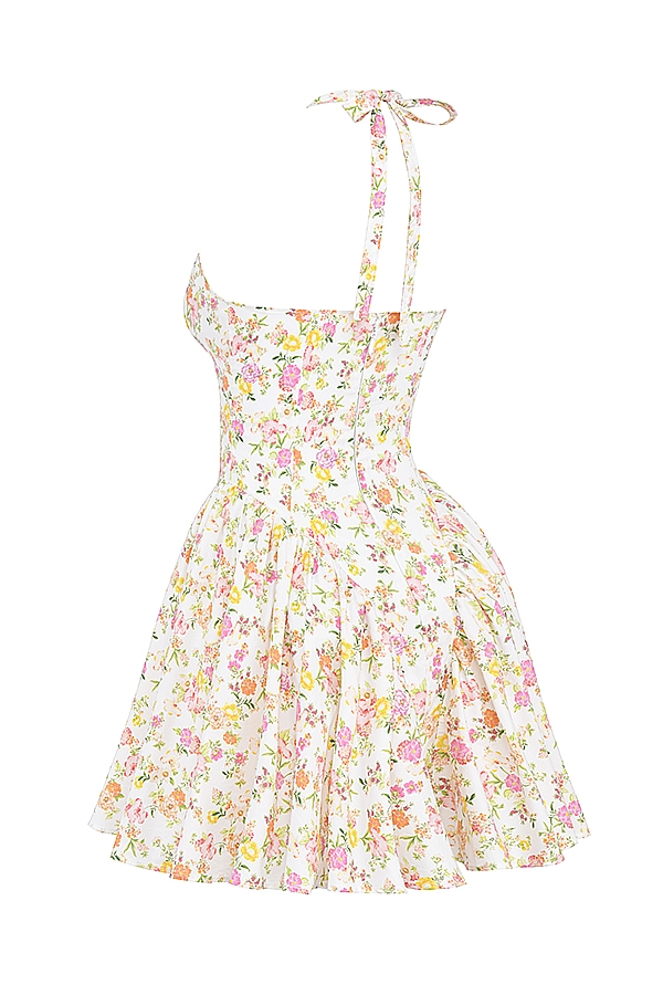 Valentia  Ivory Meadow Print Cotton Halter Mini Dress — image 15