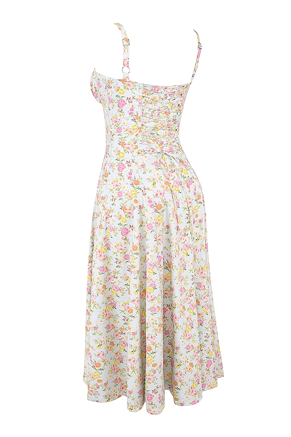 Carmen  Pale Blue Meadow Print Cotton Bustier Sundress — image 9