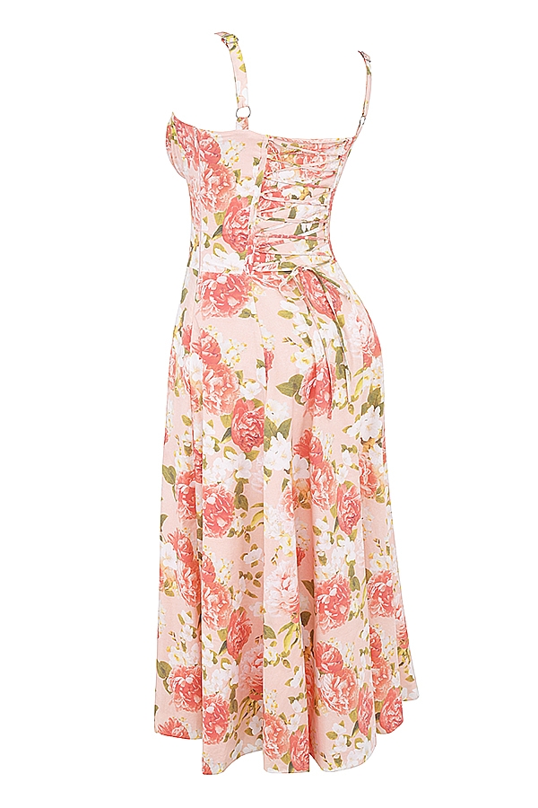 Carmen  Pink Peony Print Cotton Bustier Sundress — image 10