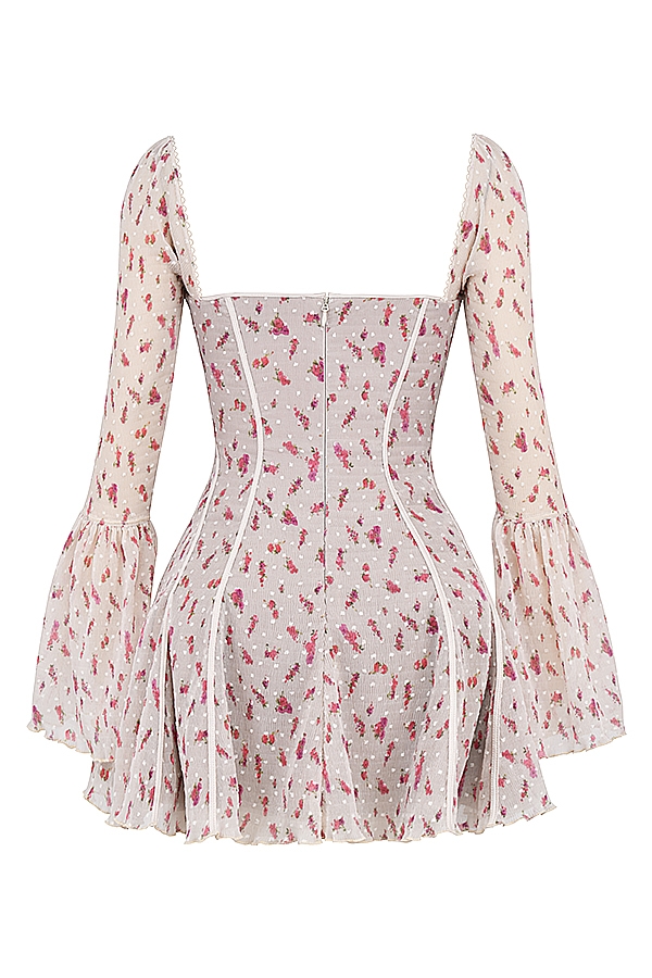 Analissa  Vintage Cream Rose Print Corset Mini Dress — image 16
