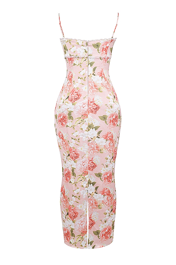 Josefina  Pink Peony Print Satin Maxi Dress — image 10