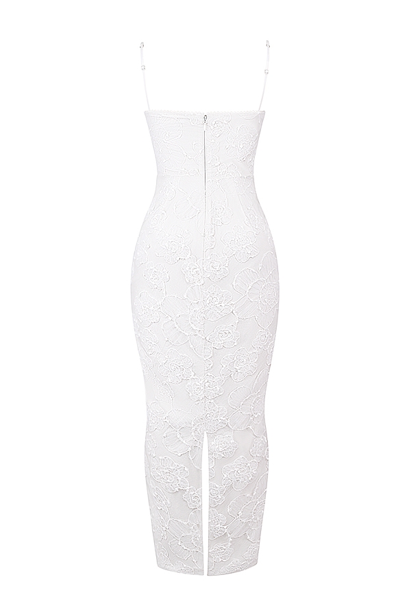 Eva  White Floral Lace Maxi Dress — image 20
