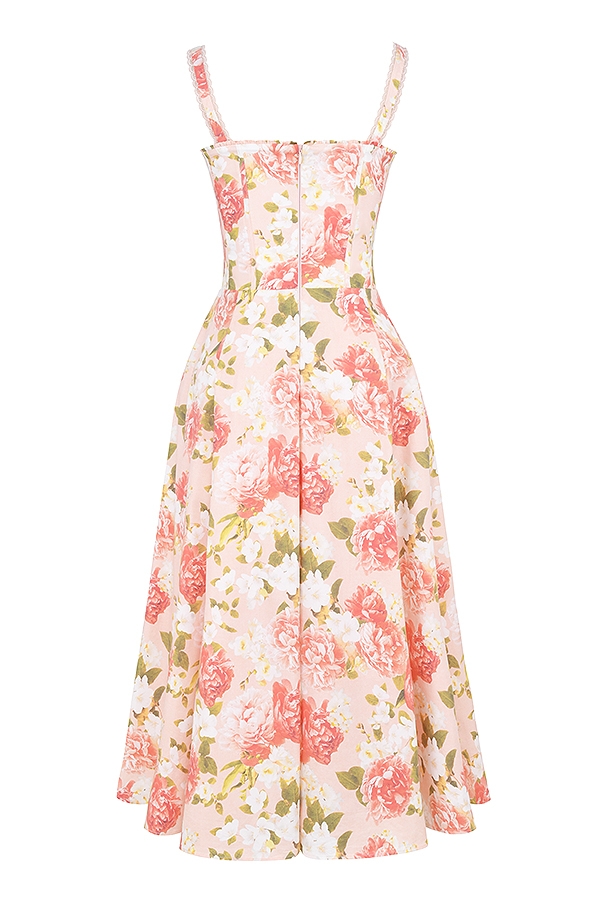 Rosalee  Pink Peony Print Cotton Bustier Sundress — image 16