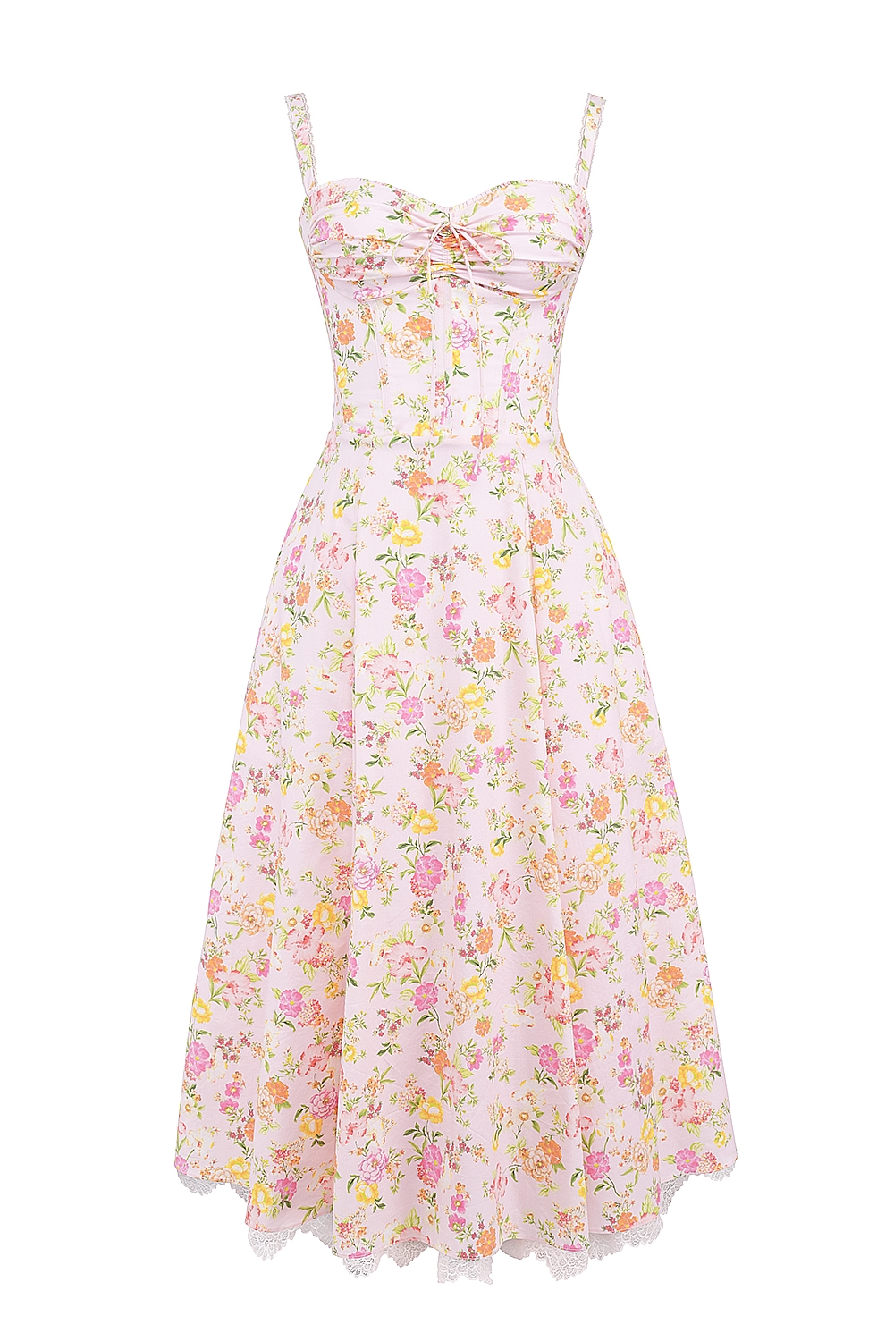 Rosalee  Pink Meadow Print Cotton Bustier Sundress — image 9