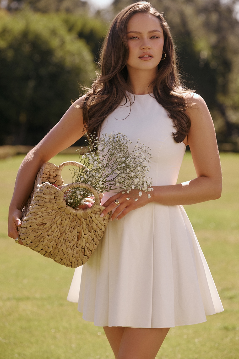 Claretta  White Pleated Cotton Mini Dress — image 2