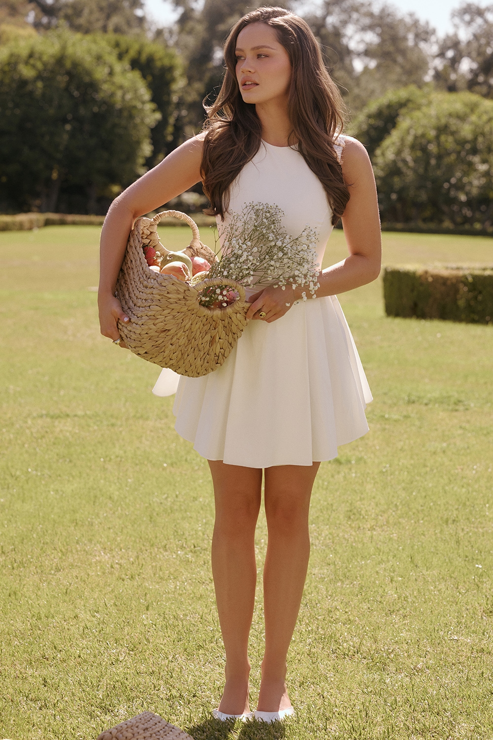 Claretta  White Pleated Cotton Mini Dress — image 9