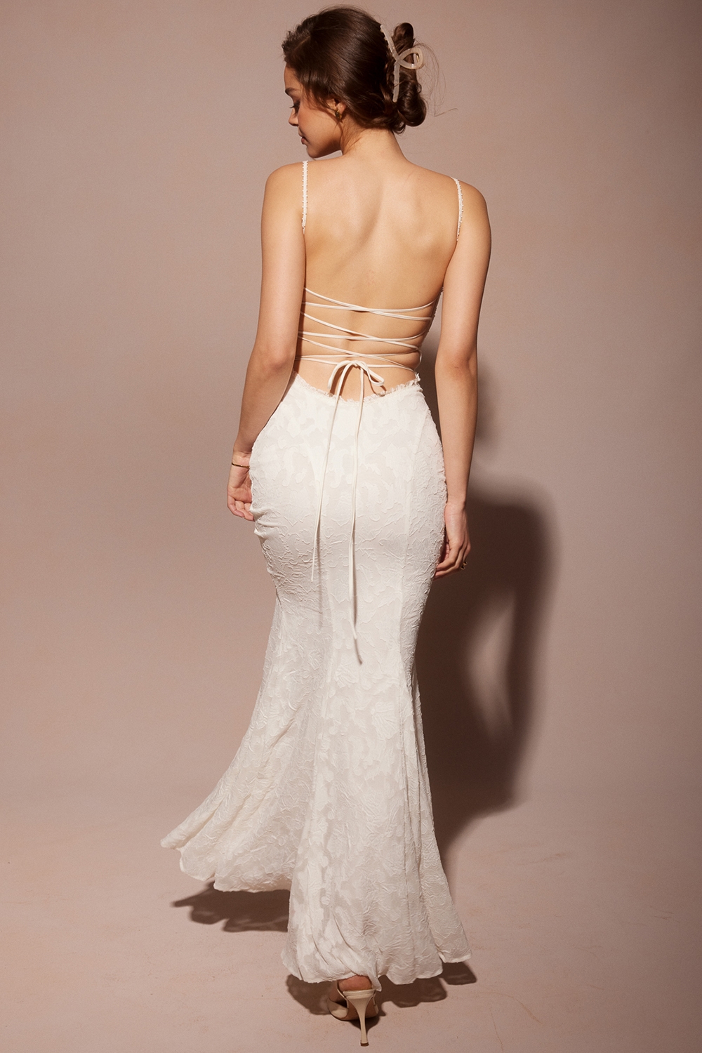 Joan  Ivory Lace Up Back Maxi Dress — image 16