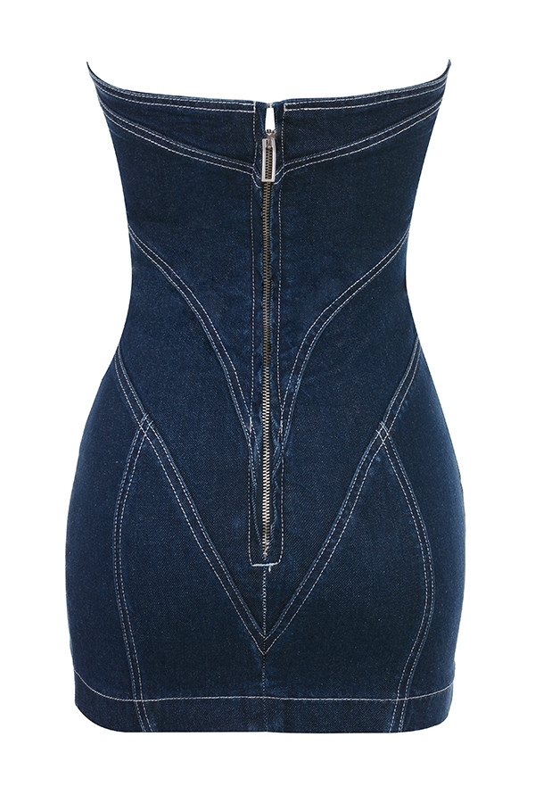 Mistress Rocks Dark Blue Denim Strapless Mini Dress - SALE — image 12