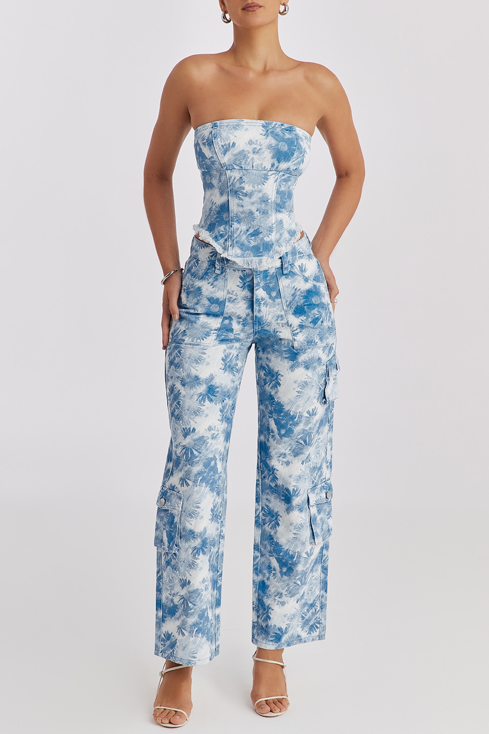 Mistress Rocks Blue Floral Print Cargo Jeans - SALE — image 5