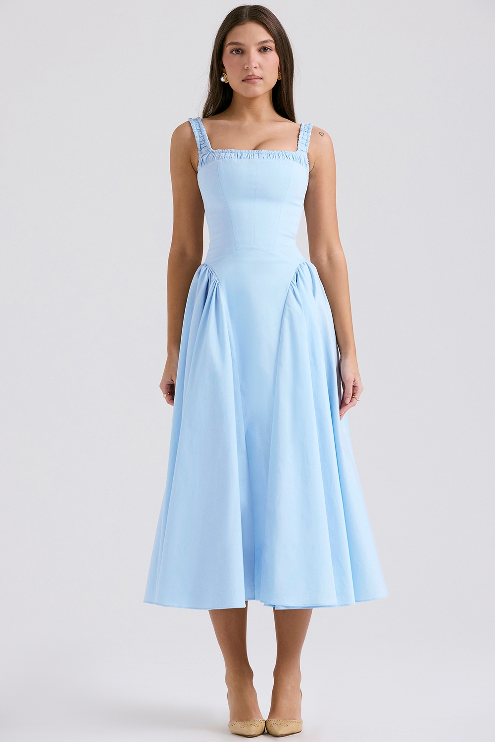 Dorothy  Italian Azure Cotton Midi Sundress — image 1