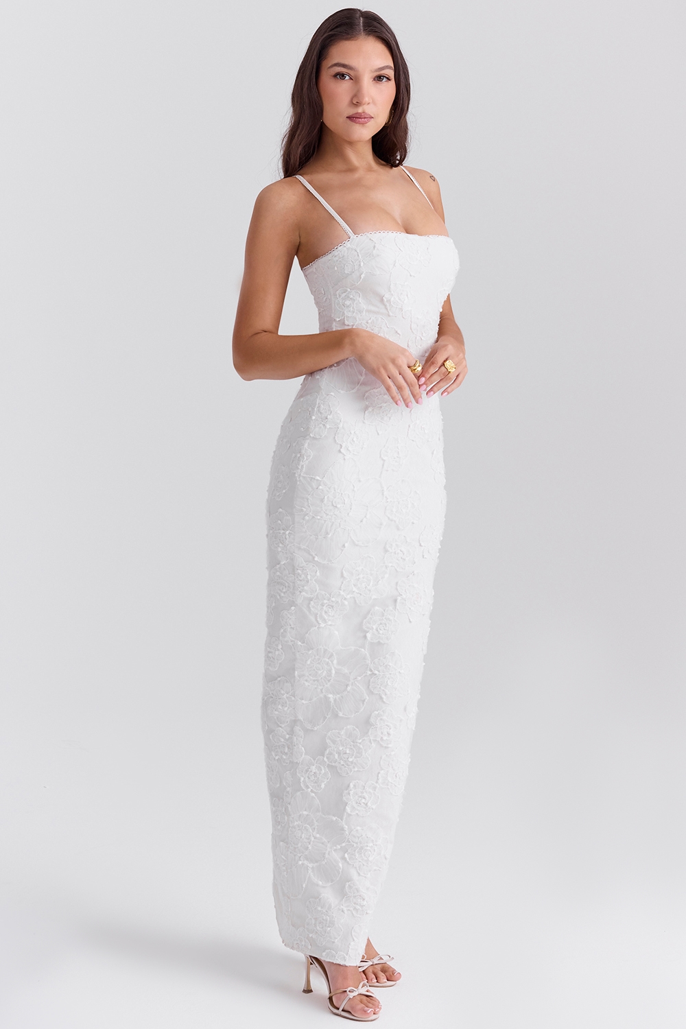 Eva  White Floral Lace Maxi Dress — image 6