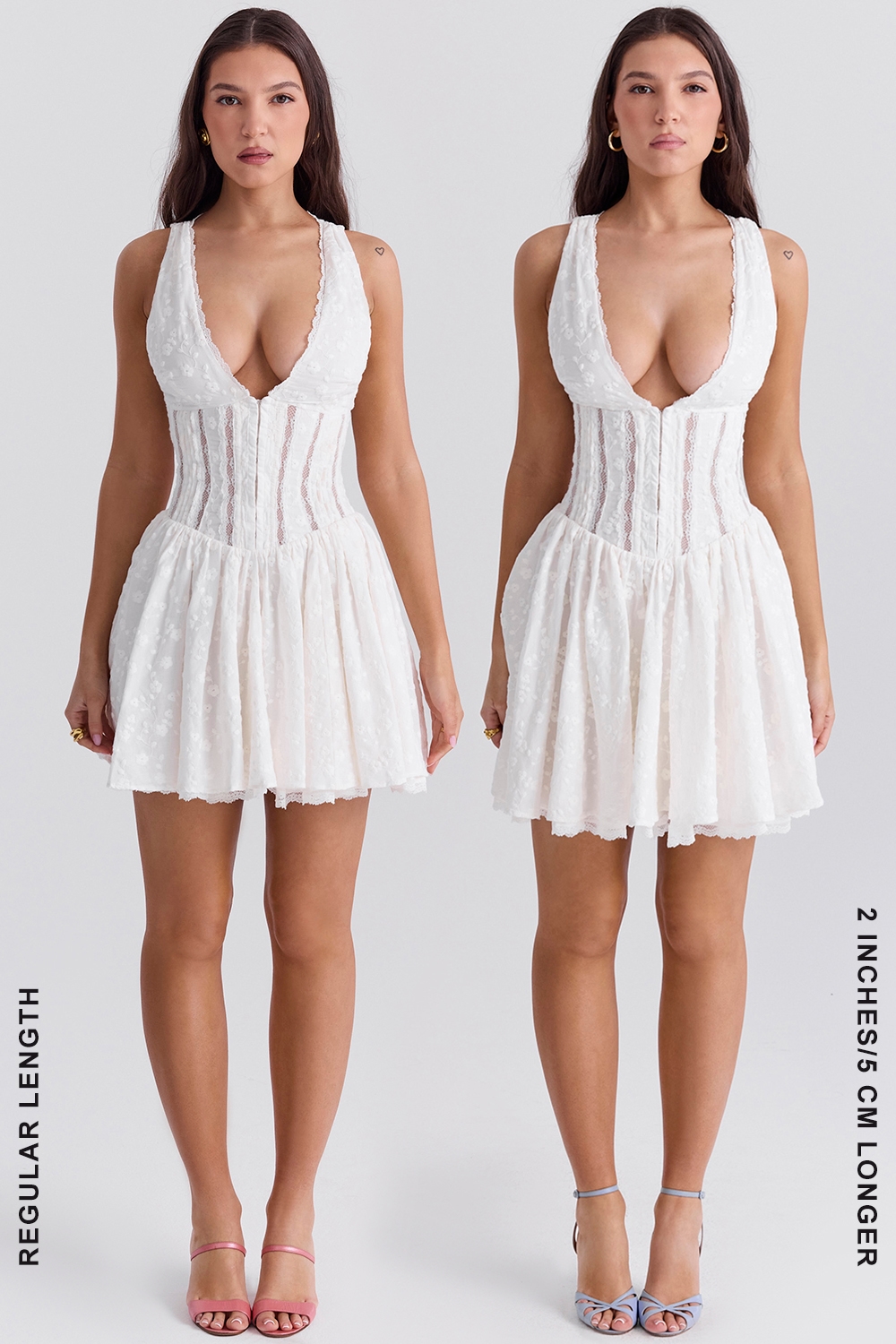 Sarita  White Cotton Broderie Anglais Plunge Mini Dress — image 17