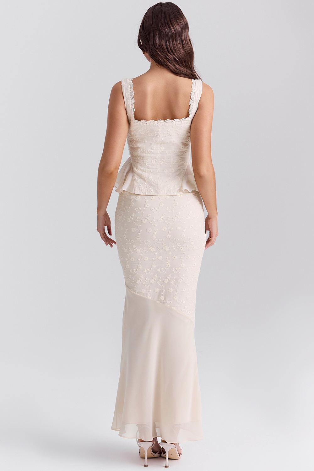 Lana  Vintage Cream Cotton Broderie Anglais Maxi Skirt — image 9