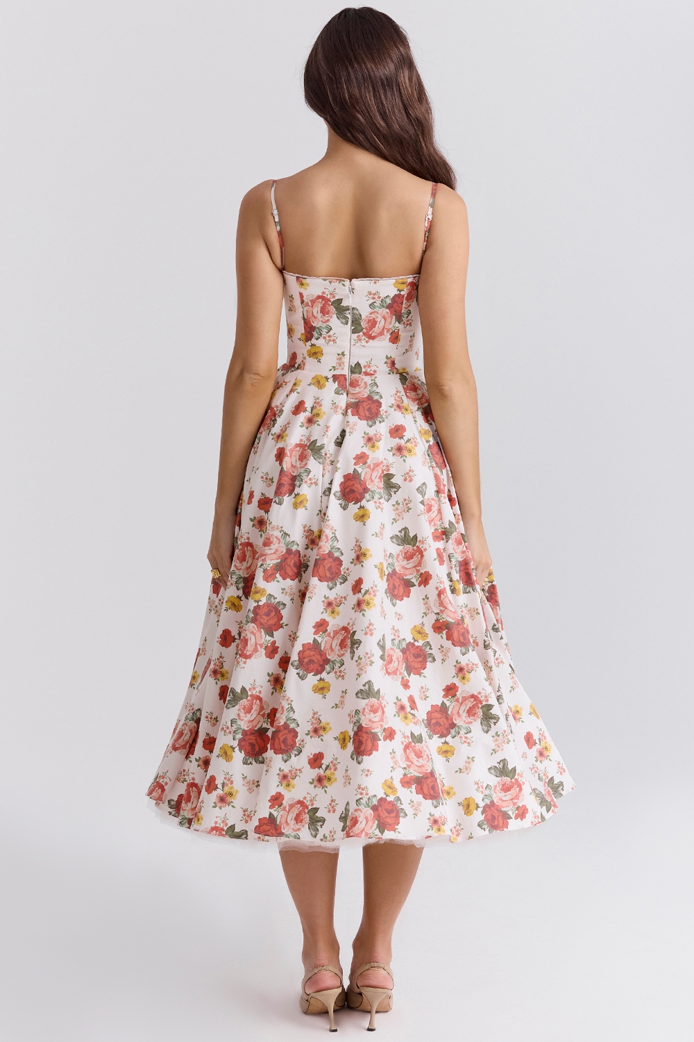 Mademoiselle  Italian Rose Print Tulle Midi Dress — image 11
