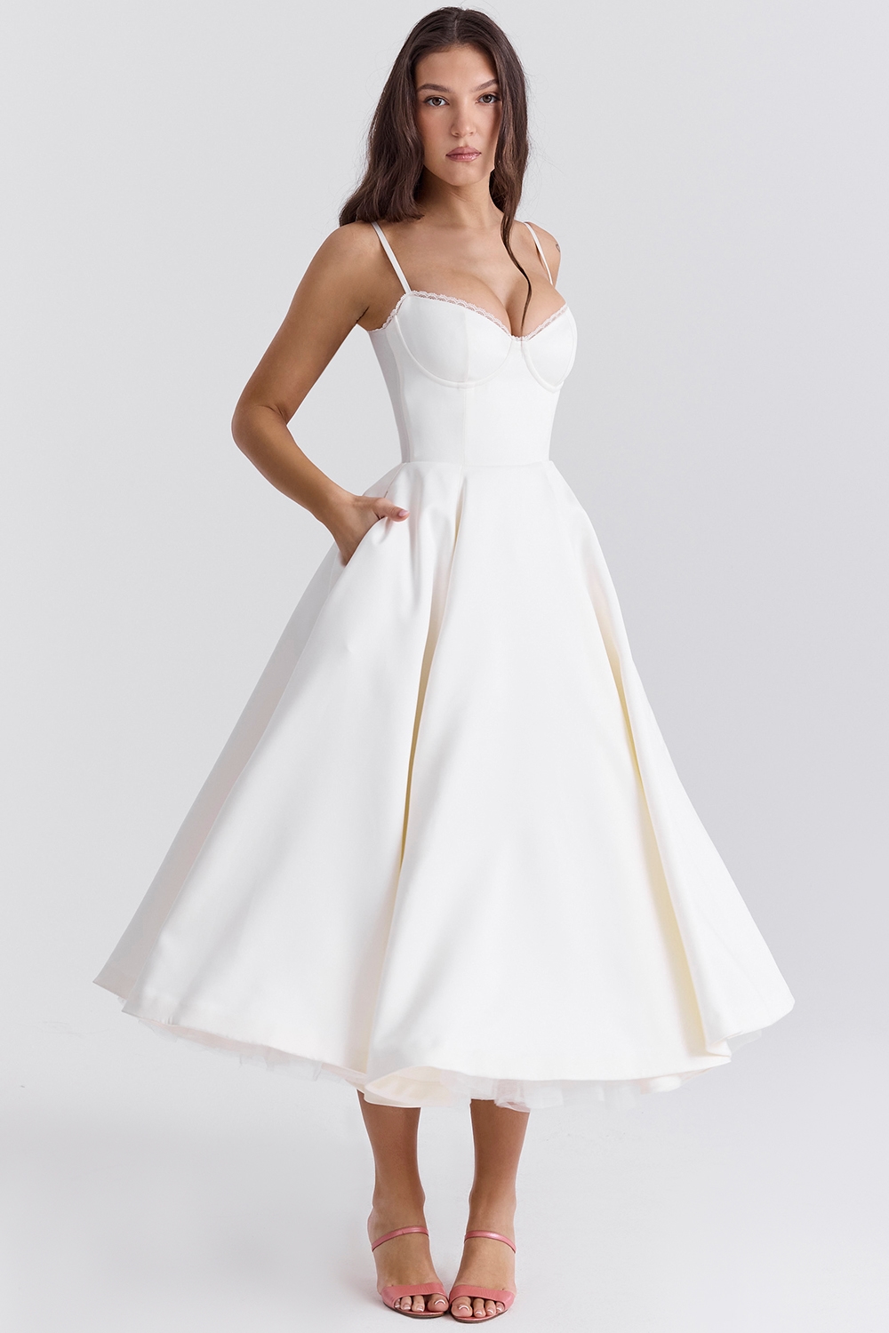 Mademoiselle  White Tulle Midi Dress — image 6