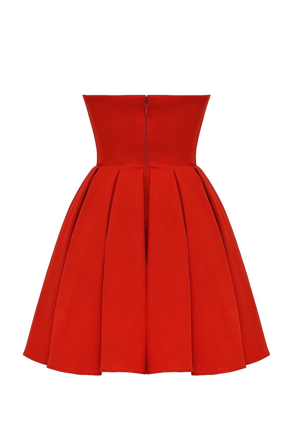Emmanuela  Italian Tomato Strapless Pleated Mini Dress — image 18