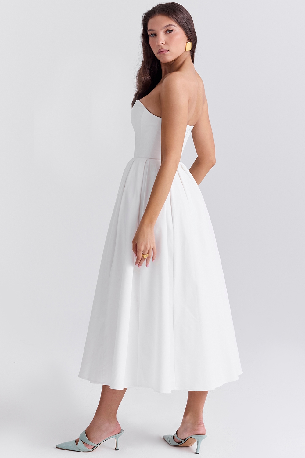 Audrey  White Strapless Midi Sundress — image 7