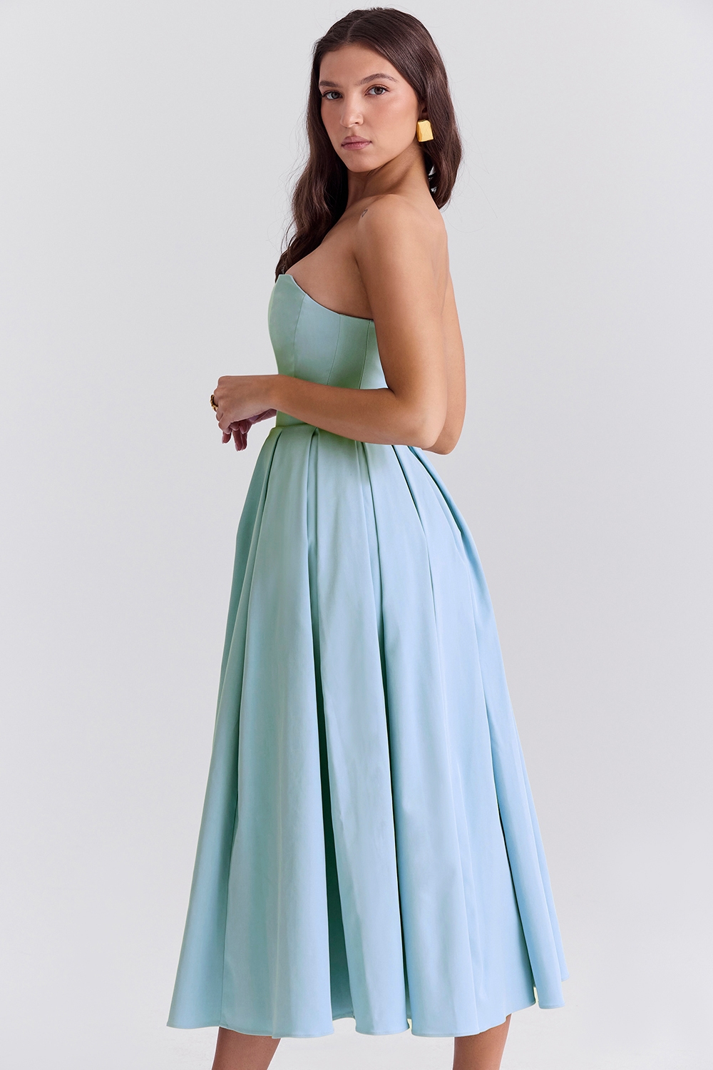 Audrey  Tuscan Blue Strapless Midi Sundress — image 6
