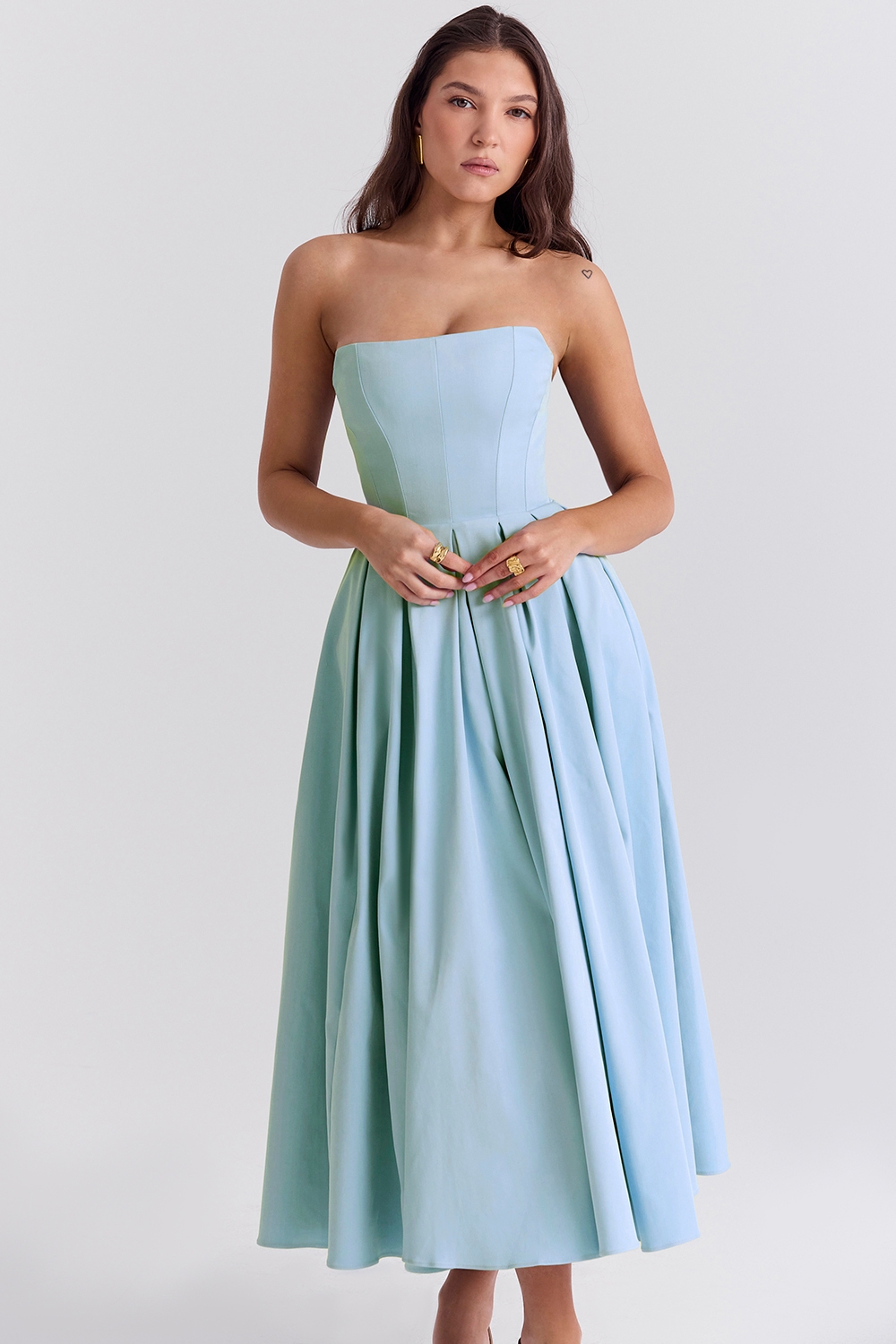 Audrey  Tuscan Blue Strapless Midi Sundress — image 5