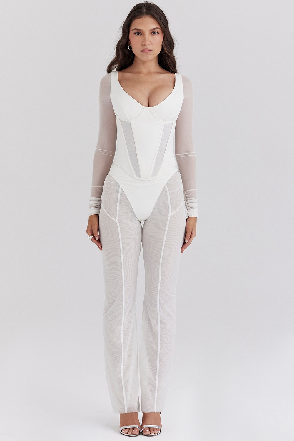 Avalon  White Mesh High Waist Trousers — image 1