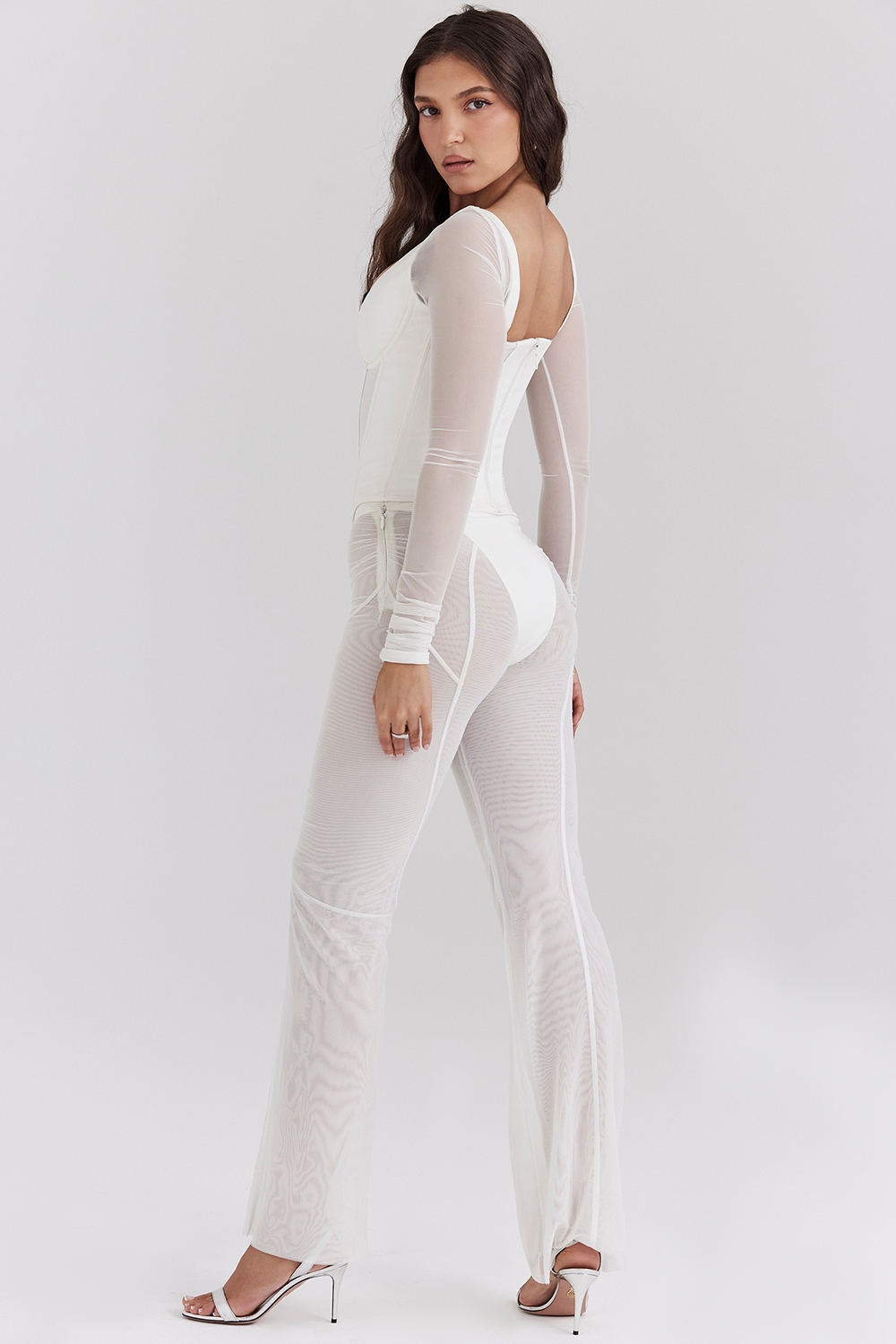 Avalon  White Mesh High Waist Trousers — image 7
