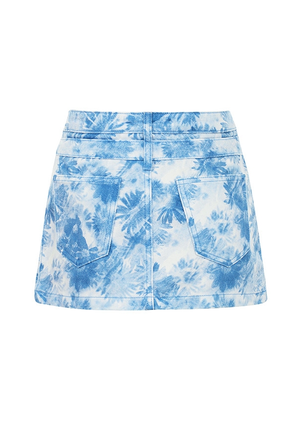 Mistress Rocks Blue Floral Print Denim Mini Skirt - SALE — image 13