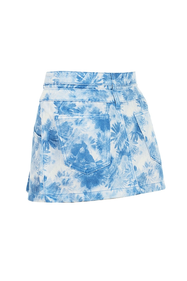 Mistress Rocks Blue Floral Print Denim Mini Skirt - SALE — image 12