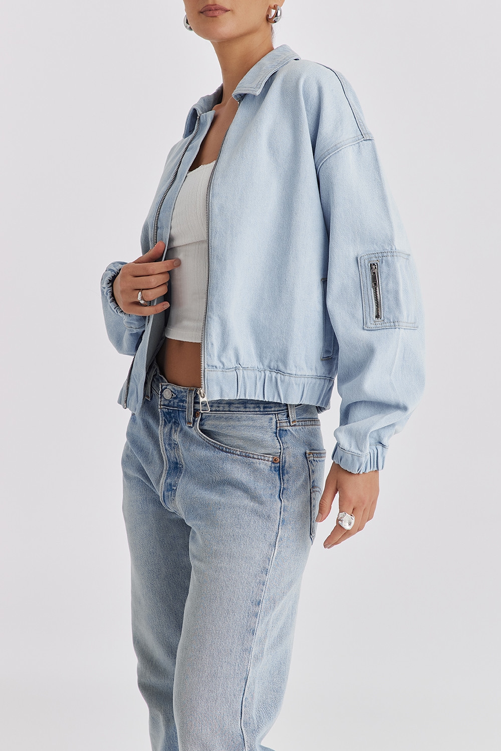 Mistress Rocks Blue Denim Oversized Bomber Jacket - SALE — image 6