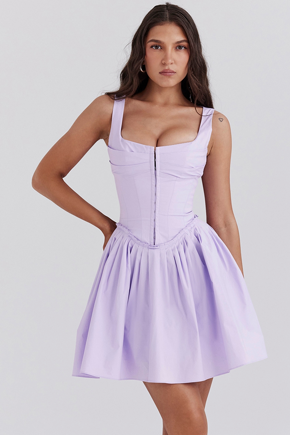 Cupid  Orchid Pleated Cotton Mini Dress — image 1
