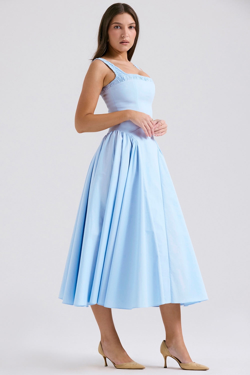 Dorothy  Italian Azure Cotton Midi Sundress — image 5