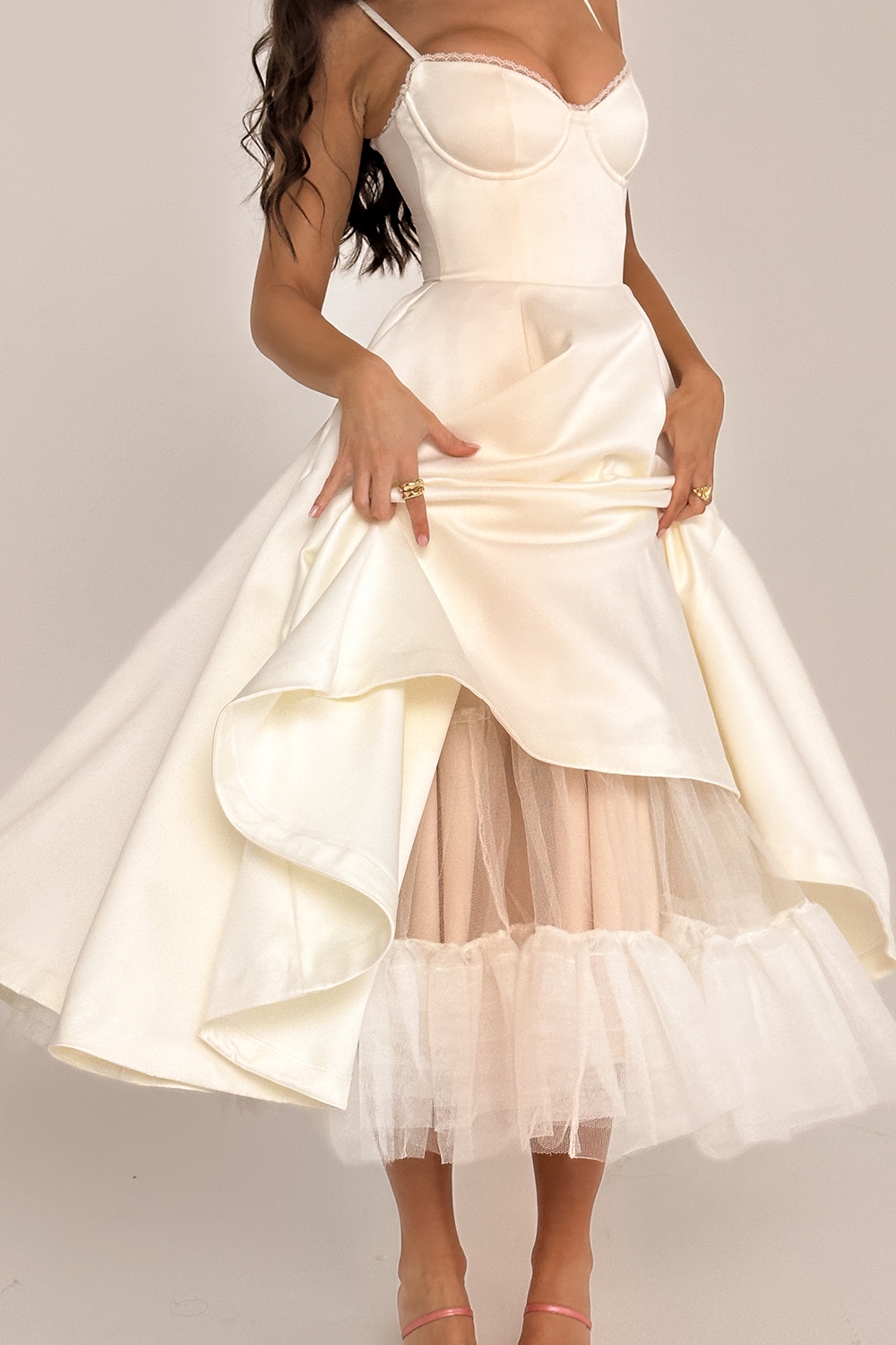Mademoiselle  White Tulle Midi Dress — image 12
