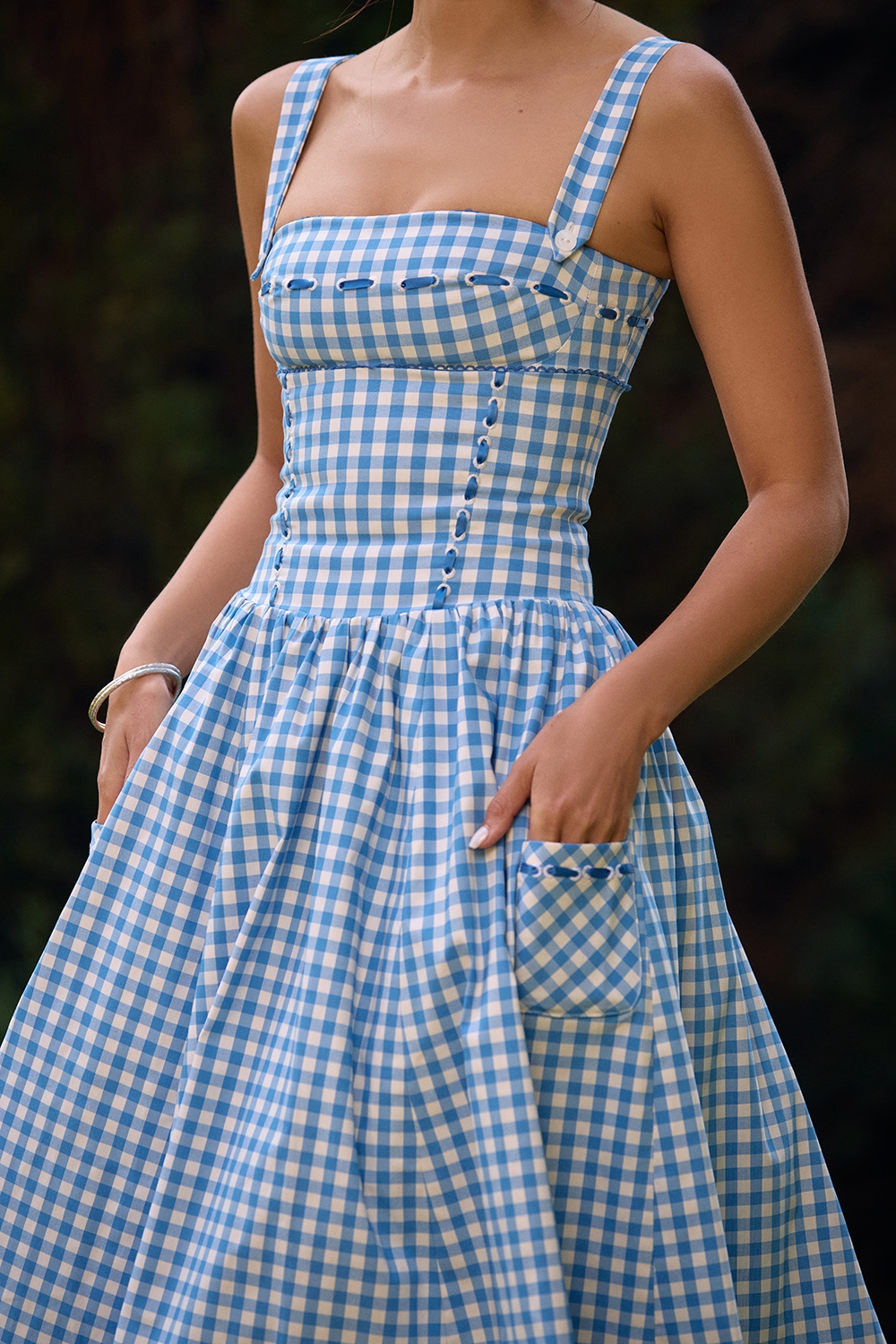 Vivien  Regatta Blue Gingham Midi Sundress — image 13