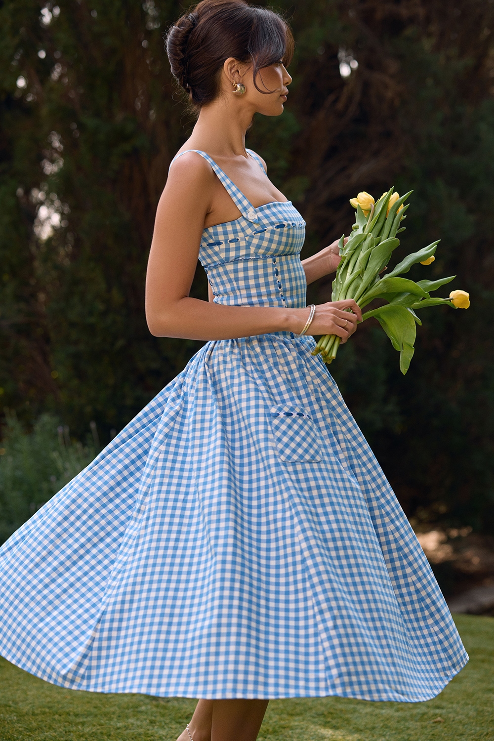 Vivien  Regatta Blue Gingham Midi Sundress — image 14