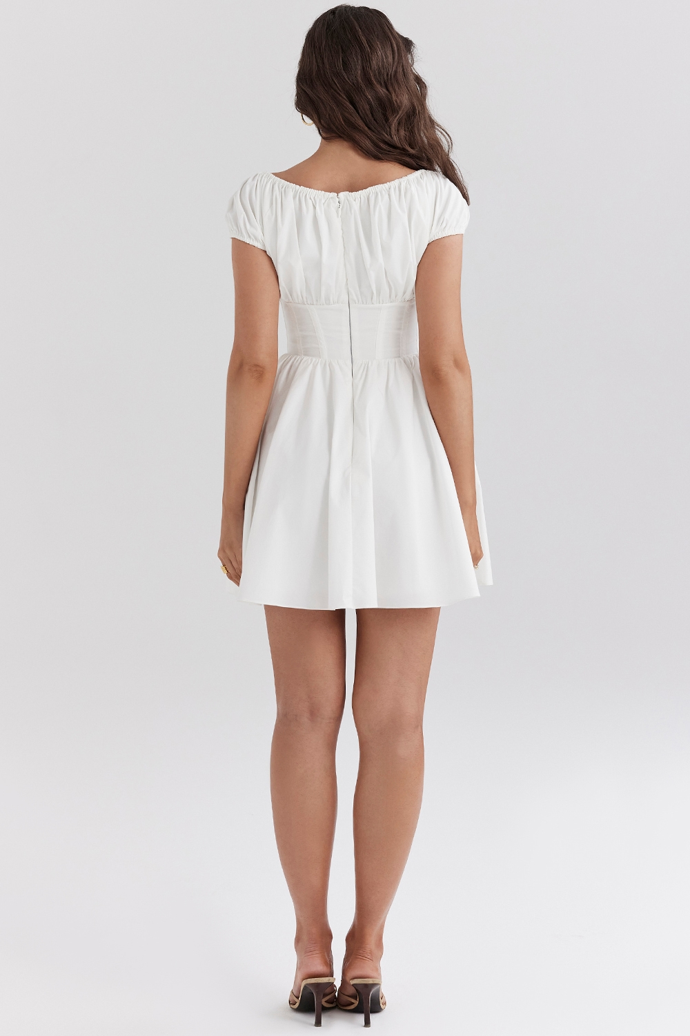 Nala  White Cotton Gathered Mini Dress — image 7