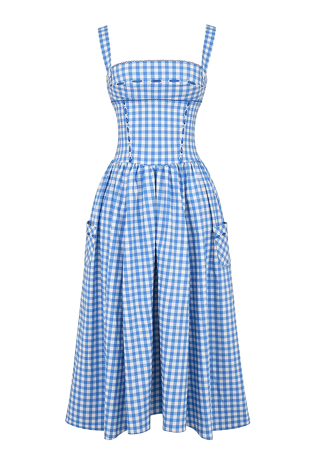 Vivien  Regatta Blue Gingham Midi Sundress — image 16