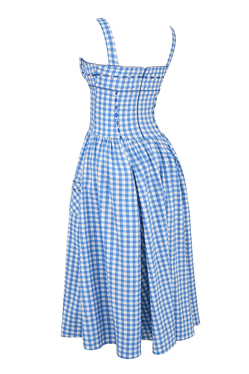 Vivien  Regatta Blue Gingham Midi Sundress — image 17
