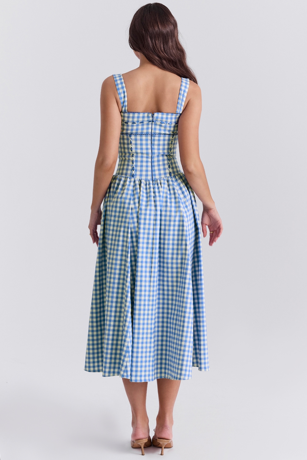 Vivien  Regatta Blue Gingham Midi Sundress — image 10