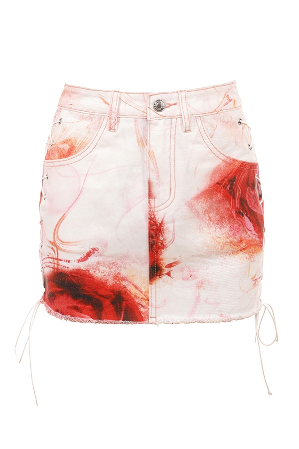 Mistress Rocks Rose Print Denim Mini Skirt - SALE — image 11