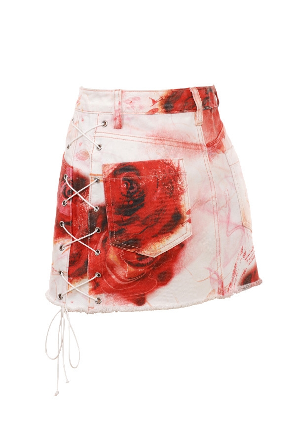 Mistress Rocks Rose Print Denim Mini Skirt - SALE — image 12